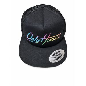 Only Human Rainbow Logo Black Mesh Trucker Hat Yupoong Snapback Cap